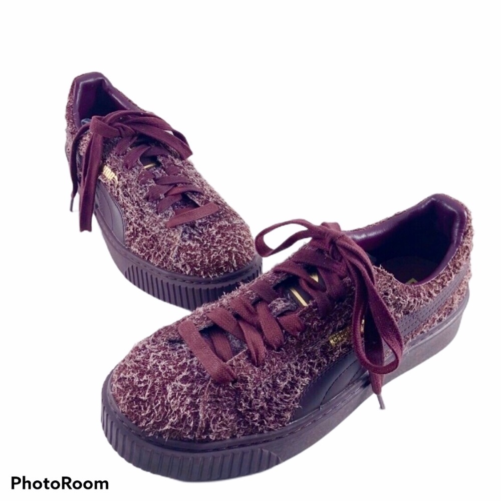 Puma Women Furry Burgundy Creepers Sneakers 7.5